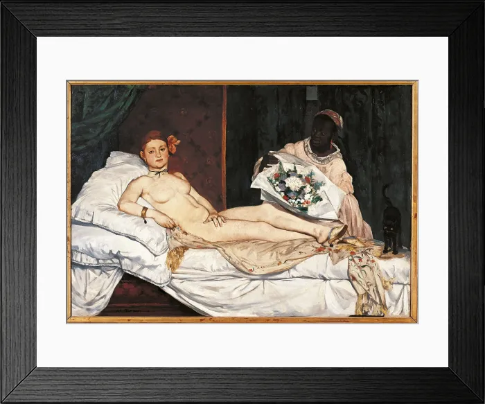 Framed Print : Olympia, by Edouard Manet, 1863, 19th Century, oil on canvas, cm 130, 5 x 190 - France, Ile de France, Paris, Muse dOrsay. All