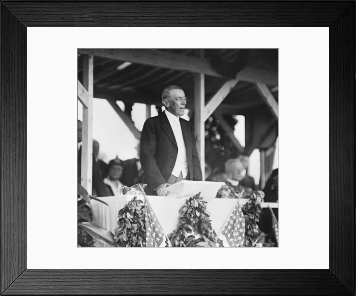 Framed Print : President Woodrow Wilson speaking at the unveiling of the Confederate Monument at Arlington National Cemetery, June 4, 1914 Framed Print : President Woodrow Wilson speaking at the unveiling of the Confederate Monument at Arlington National Cemetery, June 4, 1914