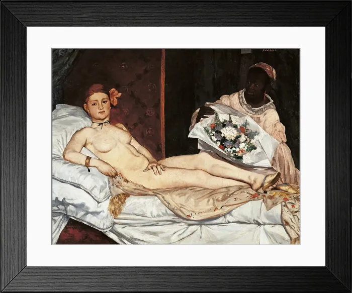 Framed Print : Olympia, by Edouard Manet, 1863, 19th Century, oil on canvas, cm 130, 5 x 190 - France, Ile de France, Paris, Muse dOrsay. Detail