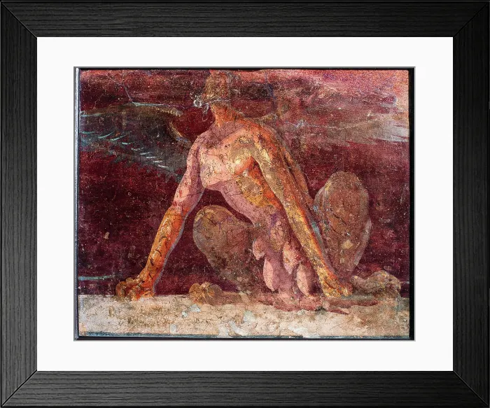 Framed Print : Sphynx, by unknown artist, second half 1st Century B.C. ripped fresco, 55 x 69 cm - Italy, Campania, Naples, National Archaeological Museum, Room LXIX, inv. 8817