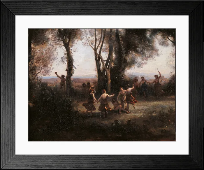 Framed Print : Morning. The nymphs dance, by Jean-Baptiste-Camille Corot, 1850, 19th Century, oil on canvas, cm 98 x 131 - France, Ile de France, Paris, Muse dOrsay. Detail