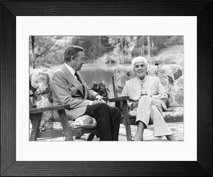 Framed Print : Lillian Carter, the mother of President Jimmy Carter was interviewed by Hugh Downs, for Over Easy, a PBS television program on aging in 1978