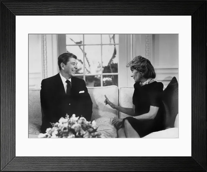 Framed Print : President Ronald Reagan is interviewed by Barbara Walters at the White House on March 21, 1986