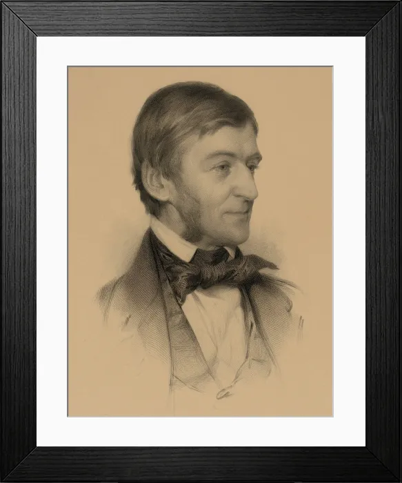 Framed Print : Ralph Waldo Emerson, portrait engraving from an original 1854 drawing by Sam W. Rowse, when Emerson was 51 years old (BSLOC_2019_7_176)