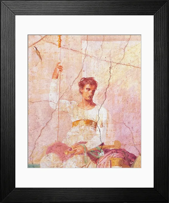 Framed Print : The King Actor, by unknown artist, 30-40, 1st Century A.D. ripped fresco, 39 x 39 cm - Italy, Campania, Naples, National Archaeological Museum, Room LXVIII, inv. 9019. Detail