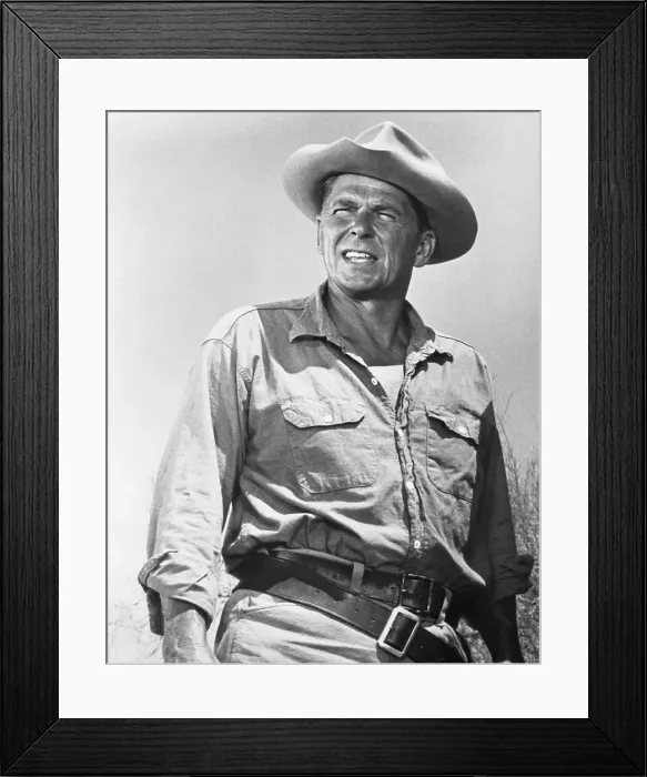 Framed Print : Actor Ronald Reagan stared as Charles Poston, early Arizona developer, in A CITY IS BORN a 1965 episode of episode of television show, Death Valley Days (BSLOC_2021_3_20)