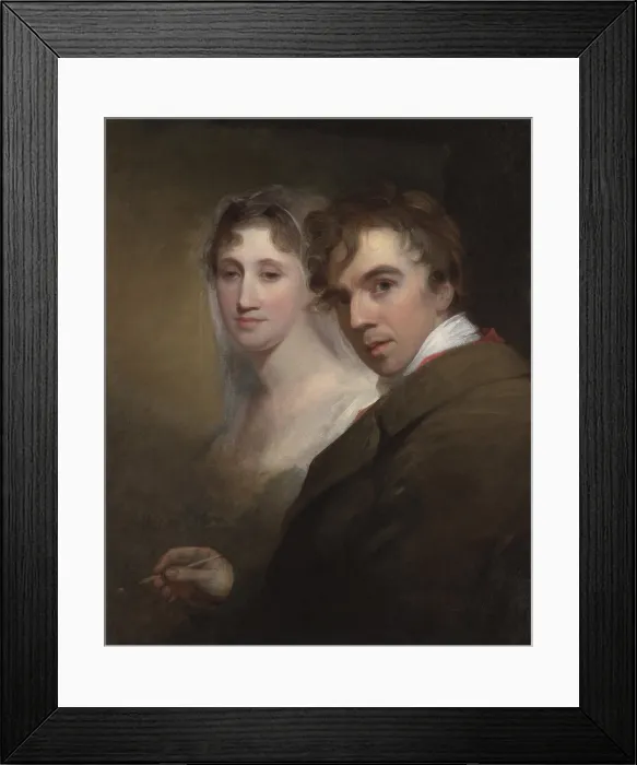 Framed Print : Thomas Sully in a self-portrait of 1821, at work with a paintbrush in his hand. This work was painted for the broker, Henry Robinson, of Baltimore (BSLOC_2019_7_165)
