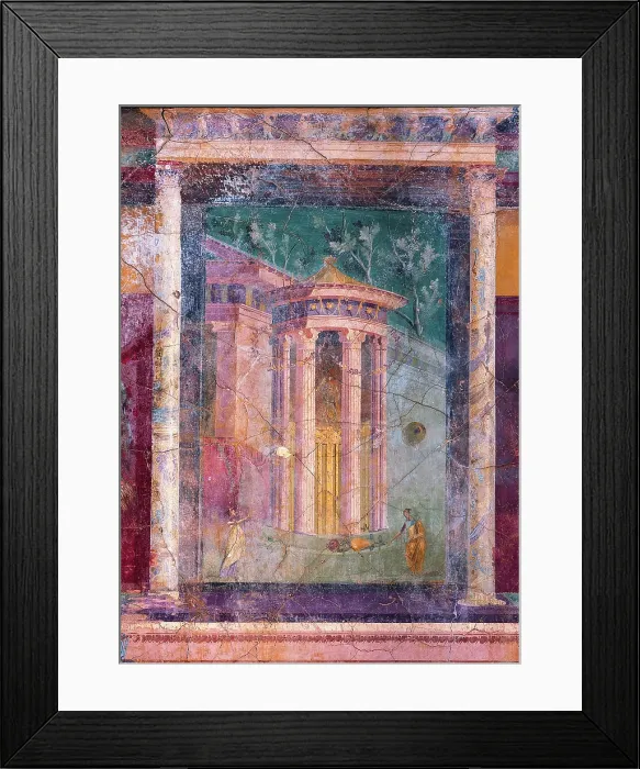 Framed Print : Tholos, by unknown artist, 40-30, 1st Century B.C. ripped fresco, 210 x 294 cm - Italy, Campania, Naples, National Archaeological Museum, Room LXIX, inv. 8594. Detail