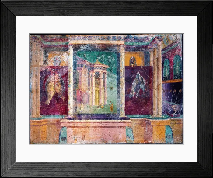 Framed Print : Tholos, by unknown artist, 40-30, 1st Century B.C. ripped fresco, 210 x 294 cm - Italy, Campania, Naples, National Archaeological Museum, Room LXIX, inv. 8594