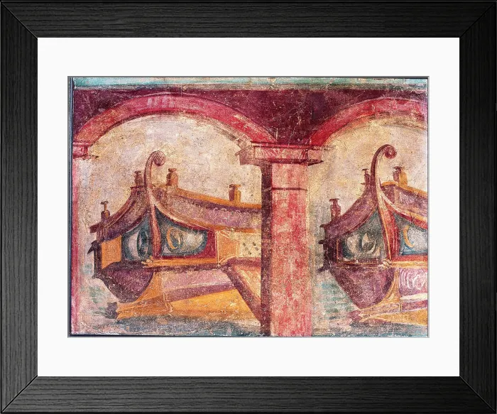Framed Print : Ships Prows, by unknown artist, second half 1st Century B.C. ripped fresco, 73 x 102 cm - Italy, Campania, Naples, National Archaeological Museum, Room LXIX, inv. 8603