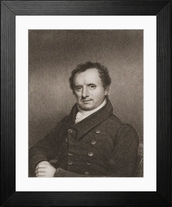 Framed Print : James Fenimore Cooper, American 19th century author, in portrait engraving after an 1822 painting by John Wesley Jarvis
