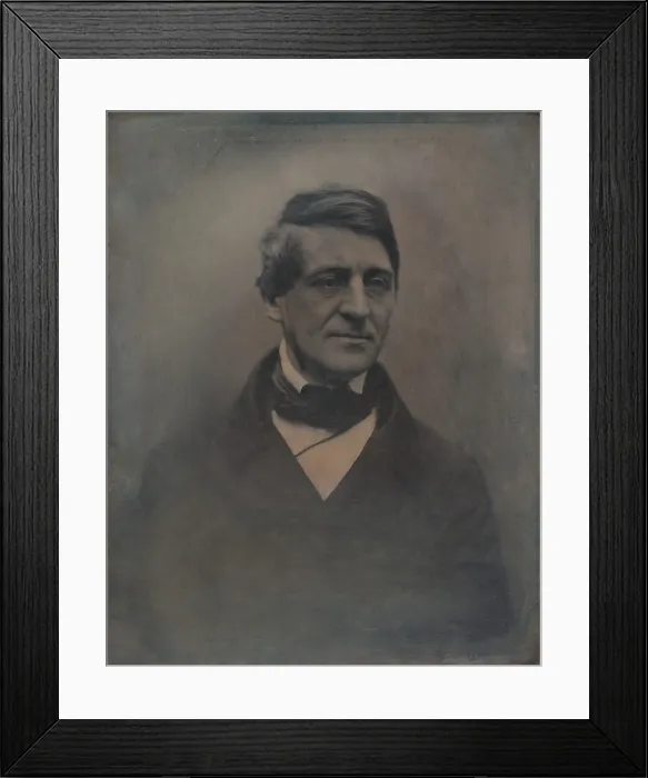 Framed Print : Ralph Waldo Emerson, daguerreotype of ca. 1849. As a young man he was ordained as a minister, but resigned in 1832. He wrote, that the clerical profession is antiquated