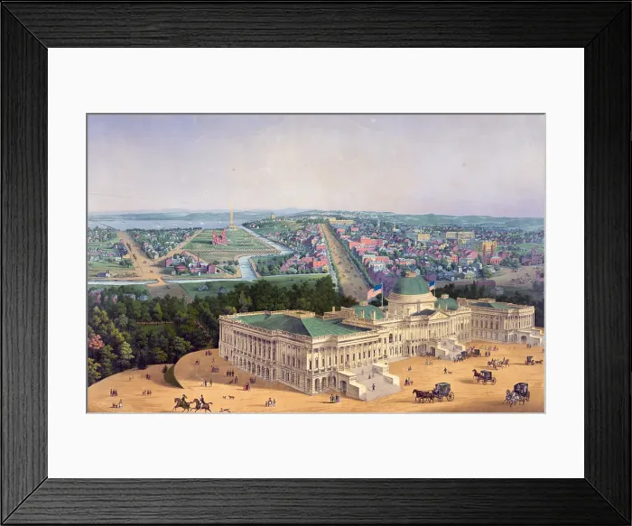 Framed Print : Washington, D.C. Bird's-eye view showing the grounds of the Capitol, District of Columbia. 1852 Framed Print : Washington, D.C. Bird's-eye view showing the grounds of the Capitol, District of Columbia. 1852