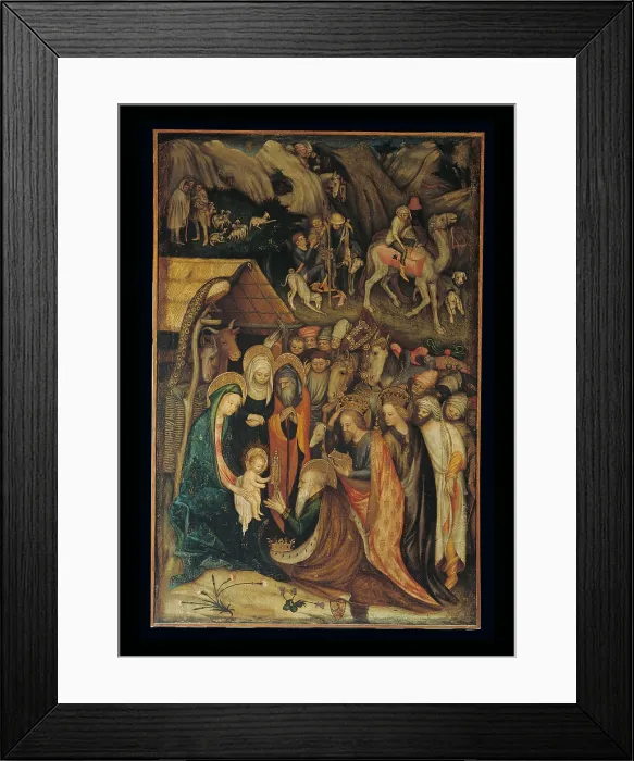 Framed Print : Scenes from the Nativity of Jesus Christ, by Unknown Artist, 14th Century, - Italy, Lombardy, Milan, Brera art gallery. All