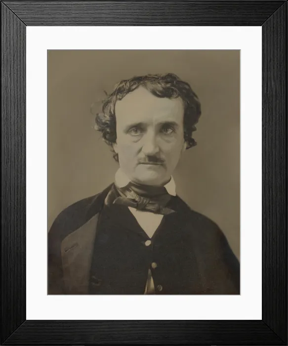 Framed Print : Edgar Allan Poe, detail of a daguerreotype portrait made several months before Poes death at age 40, in 1849 Framed Print : Edgar Allan Poe, detail of a daguerreotype portrait made several months before Poes death at age 40, in 1849