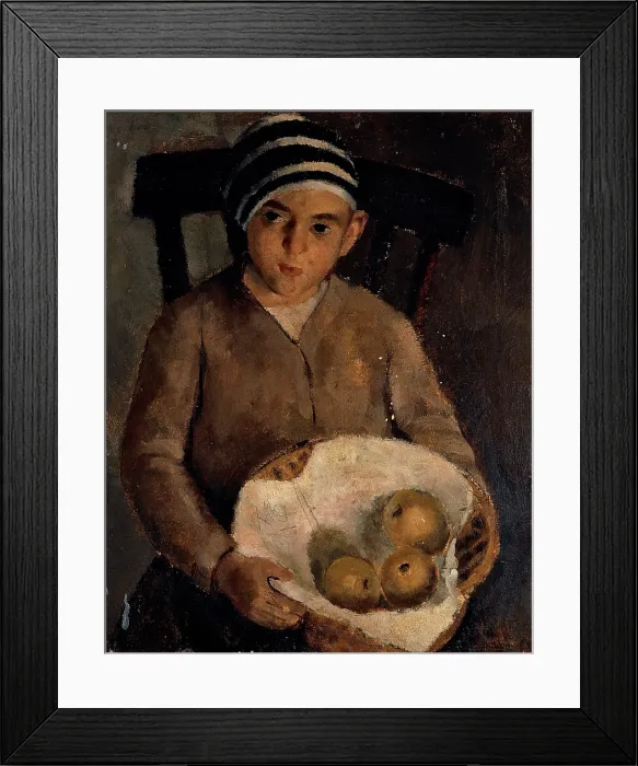 Framed Print : De Robertis Roberto, Child with Fruit, 1930, 20th Century, oil on wood, Italy, Puglia, Bari, Private collection (607214) Everett CollectionMondadori Portfolio**US SALES ONLY**