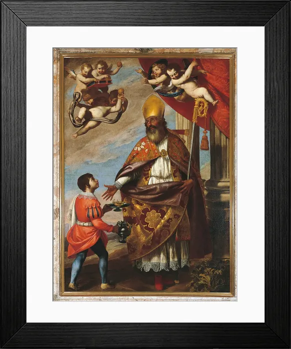 Framed Print : St Nicholaus, by Massimo Stanzione, 1635 about, 17th Century, oil on canvas, - Italy, Lombardy, Milan, San Nicolao church. All Framed Print : St Nicholaus, by Massimo Stanzione, 1635 about, 17th Century, oil on canvas, - Italy, Lombardy, Milan, San Nicolao church. All
