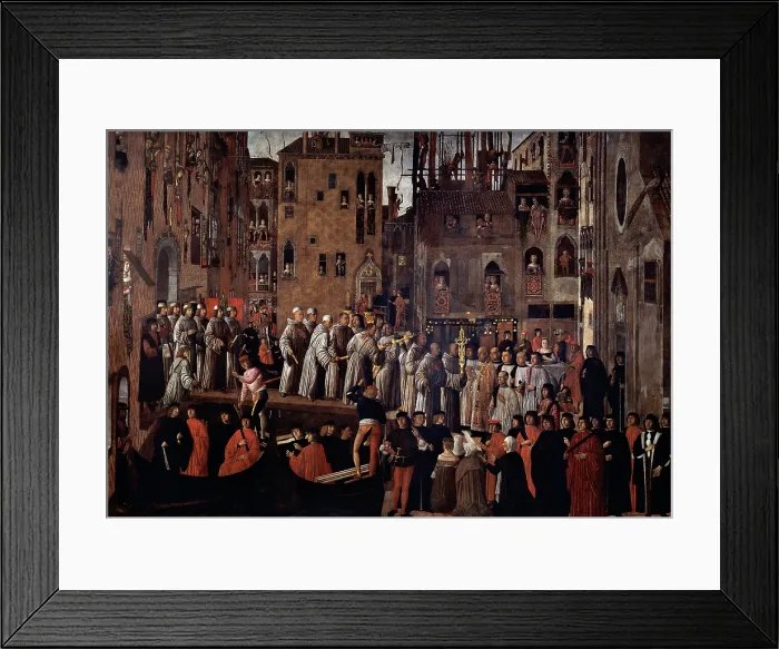 Framed Print : Mansueti Giovanni, Miracle of the Relic of the Holy Cross in Campo San Lio, 1494, 15th Century, canvas, Italy, Veneto, Venice, Accademia Art Galleries