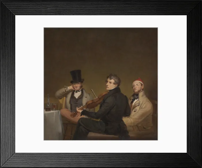 Framed Print : After Dinner, 1834, by William Sidney Mount. The young men, wearing gentlemens clothing continue their evening after dinner, possibly in a tavern Framed Print : After Dinner, 1834, by William Sidney Mount. The young men, wearing gentlemens clothing continue their evening after dinner, possibly in a tavern