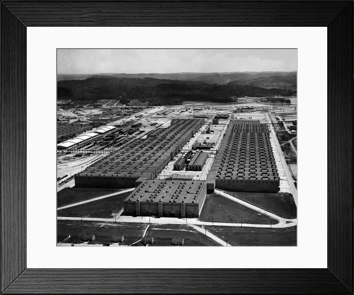 Framed Print : Aerial view of the K25 Plant at the Oak Ridge site of the Manhattan Project Framed Print : Aerial view of the K25 Plant at the Oak Ridge site of the Manhattan Project