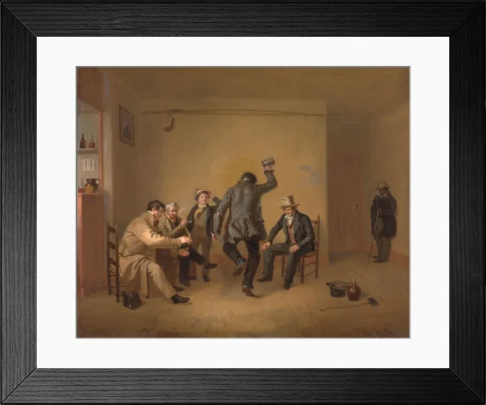 Framed Print : Bar-room Scene, 1835, by William Sidney Mount. A partying group of well dressed men make sport of the drunken dance of a man wearing tattered clothes in a Long Island Tavern Framed Print : Bar-room Scene, 1835, by William Sidney Mount. A partying group of well dressed men make sport of the drunken dance of a man wearing tattered clothes in a Long Island Tavern