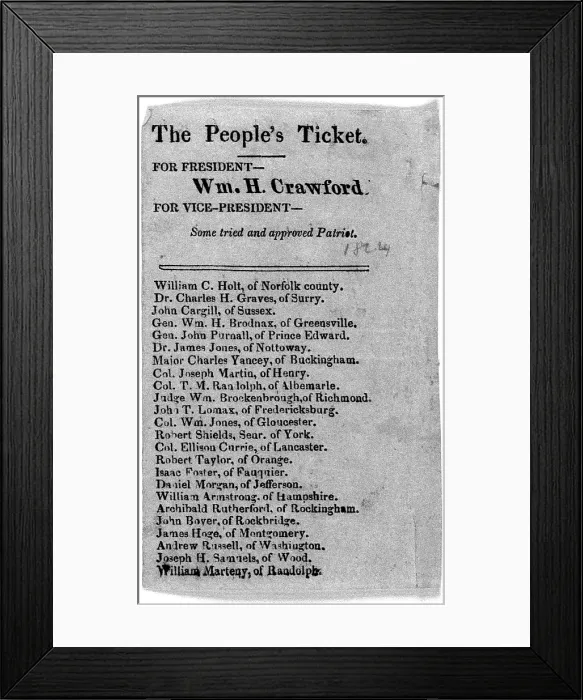Framed Print : The People's Ticket. Party ticket, election of 1824