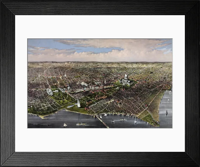 Framed Print : Washington, D.C. Bird's-eye view of the District of Columbia. 1880