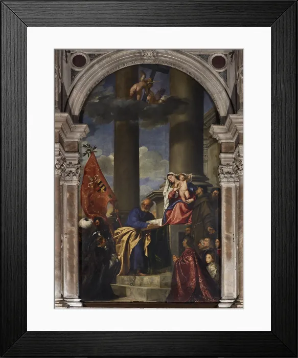 Framed Print : Pesaro Madonna (Pala Pesaro), by Tiziano Vecellio known as Titian, 1519 - 1526 about, 16th Century, oil on canvas, cm 478 x 266 - Italy, Veneto, Venice
