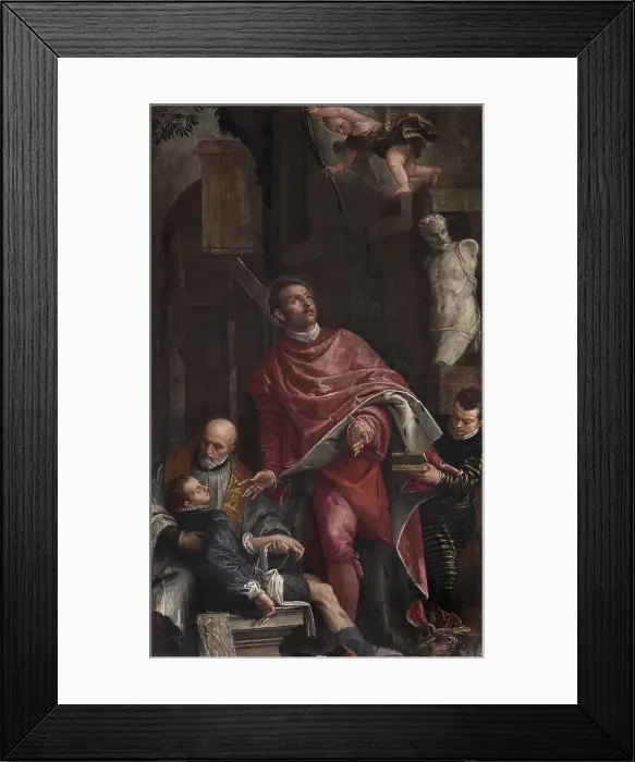 Framed Print : St Pantaleon Healing a Child, by Paolo Caliari known as Veronese, 1587 about, 16th Century, oil on canvas, cm 277 x 160 - Italy, Veneto, Venice, San Pantalon Church. All Framed Print : St Pantaleon Healing a Child, by Paolo Caliari known as Veronese, 1587 about, 16th Century, oil on canvas, cm 277 x 160 - Italy, Veneto, Venice, San Pantalon Church. All