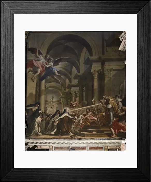 Framed Print : St Teresa Receiving the Eucharist, by Niccol Bambini, 1710 ante, 18th Century, oil on canvas, - Italy, Veneto, Venice, The Scalzi Church. All Framed Print : St Teresa Receiving the Eucharist, by Niccol Bambini, 1710 ante, 18th Century, oil on canvas, - Italy, Veneto, Venice, The Scalzi Church. All