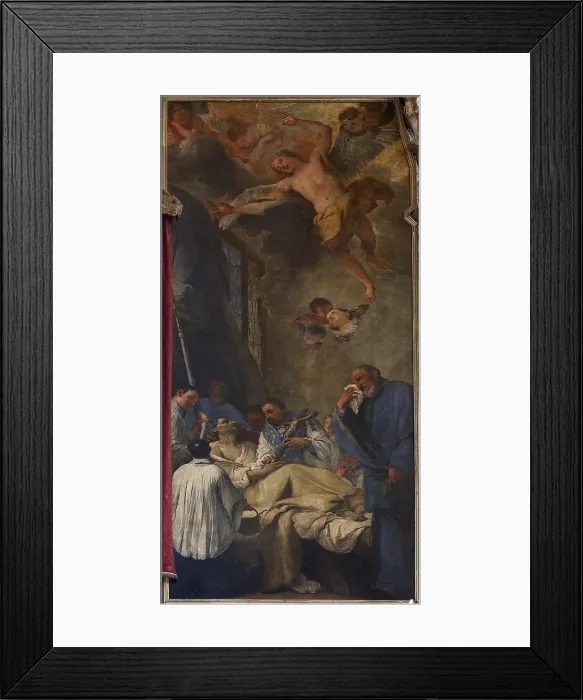 Framed Print : Death of St Lorenzo Giustiniani, by Giovanni Segala, 1690 - 1700 about, 17th Century, oil on canvas, - Italy, Veneto, Venice, San Pietro di Castello Church. All