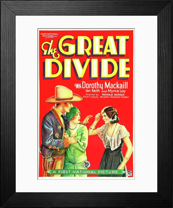 Framed Print : THE GREAT DIVIDE, US poster art, from left: Ian Keith, Dorothy Mackaill, Myrna Loy, 1929 Framed Print : THE GREAT DIVIDE, US poster art, from left: Ian Keith, Dorothy Mackaill, Myrna Loy, 1929
