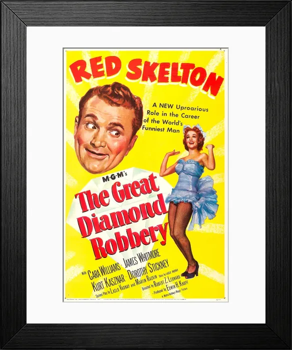Framed Print : THE GREAT DIAMOND ROBBERY, US poster art, from left: Red Skelton, Cara Williams, 1953