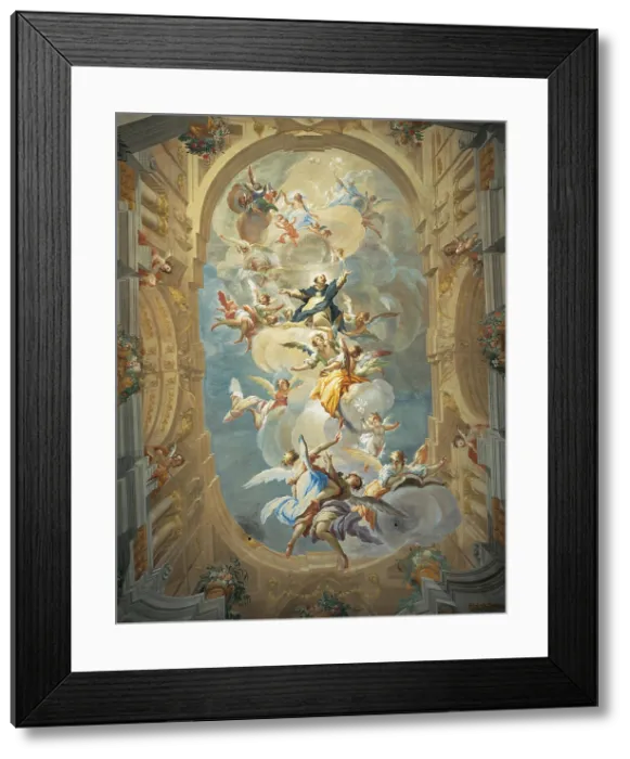 Framed Print : St Thomas in Glory, by Giovanni Camillo Sagrestani, 1710, 18th Century, fresco, - Italy, Tuscany, Florence, San Tommaso dAquino Oratory. All Framed Print : St Thomas in Glory, by Giovanni Camillo Sagrestani, 1710, 18th Century, fresco, - Italy, Tuscany, Florence, San Tommaso dAquino Oratory. All
