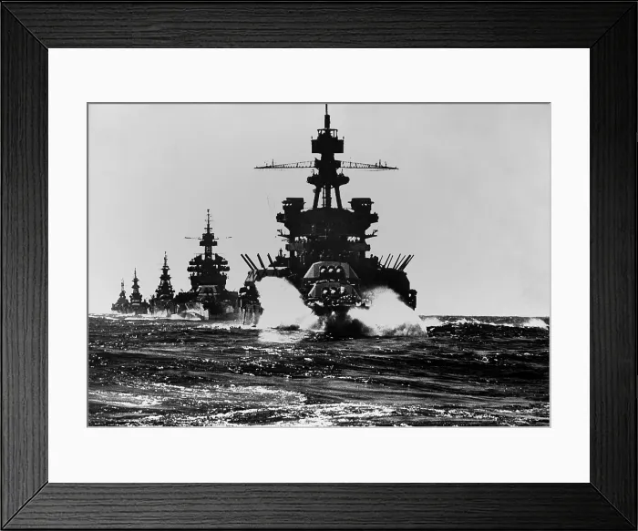 Framed Print : Battleship USS Pennsylvania is followed by three cruisers. They enter the Lingayen Gulf to support the U.S. Invasion of Luzon Island. Jan. 1945