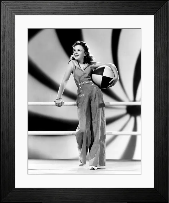 Framed Print : THE UNDER-PUP, Gloria Jean, in a blue denim slack suit from Little and Martin, 1939 Framed Print : THE UNDER-PUP, Gloria Jean, in a blue denim slack suit from Little and Martin, 1939