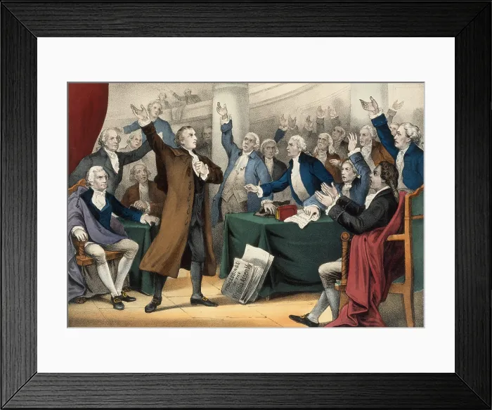 Framed Print : Patrick Henry delivering his great speech on the rights of the colonies, March 23, 1775