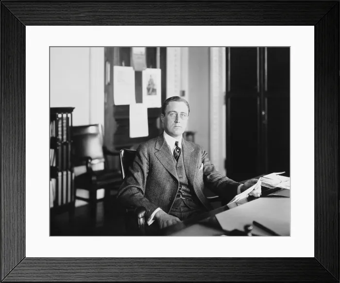 Framed Print : Franklin D. Roosevelt, at his desk in 1918. as Assist. Sec. of the Navy, the future President gained experience in government management during wartime (BSLOC_2016_13_173.jpg ) Framed Print : Franklin D. Roosevelt, at his desk in 1918. as Assist. Sec. of the Navy, the future President gained experience in government management during wartime (BSLOC_2016_13_173.jpg )