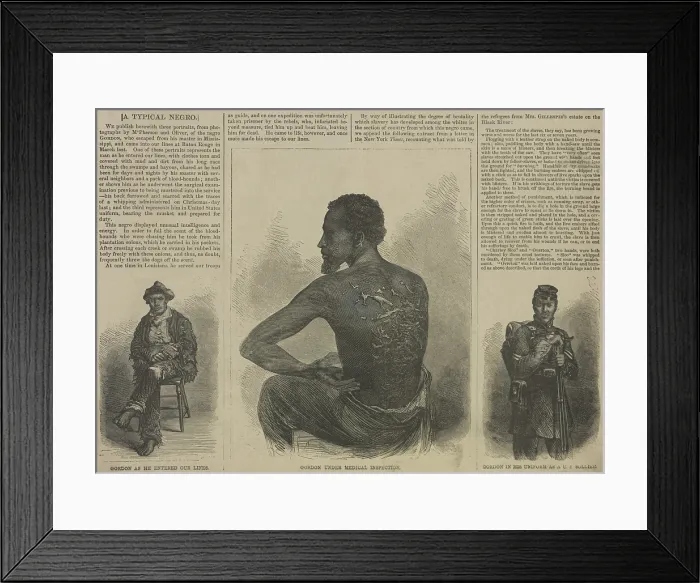 Framed Print : Three Harpers Weekly, illustrations show the escaped slave Gordon, July 4, 1863 Framed Print : Three Harpers Weekly, illustrations show the escaped slave Gordon, July 4, 1863