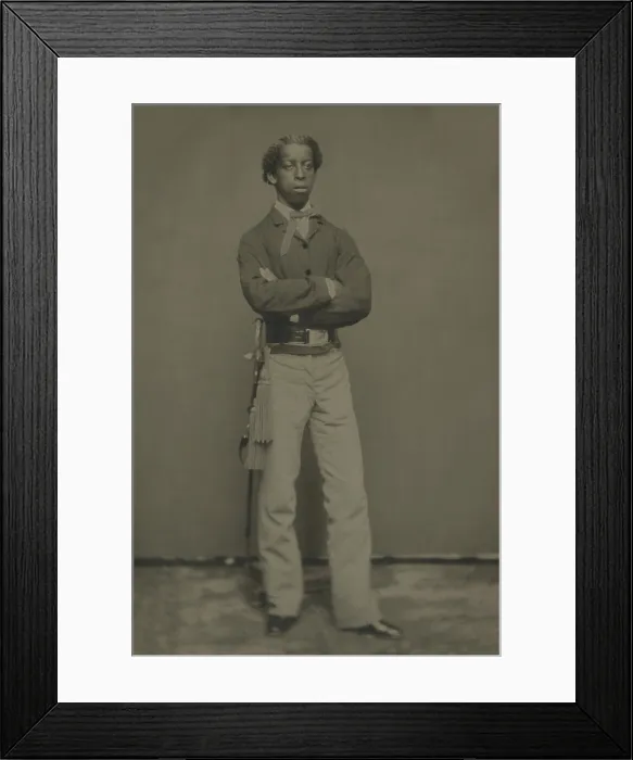 Framed Print : African American Civil War soldier in Union cavalry uniform with a sword, 1863-65 (BSLOC_2018_5_124)