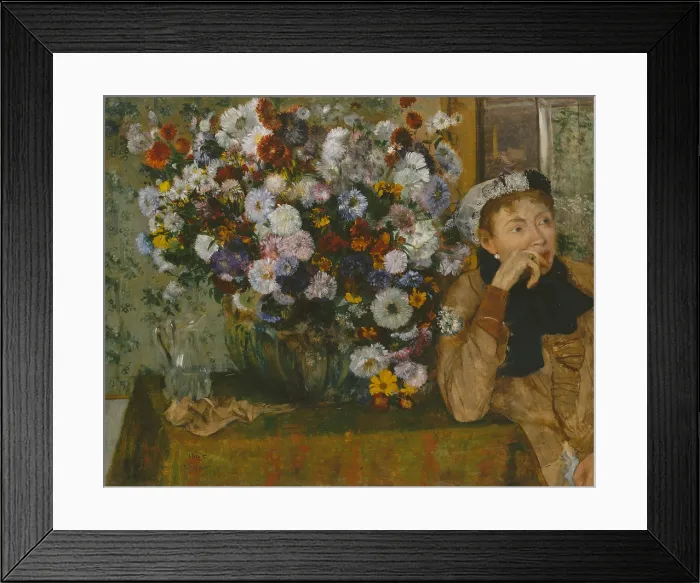 Framed Print : A Woman Seated beside a Vase of Flowers, by Edgar Degas, 1865, French impressionist oil painting Framed Print : A Woman Seated beside a Vase of Flowers, by Edgar Degas, 1865, French impressionist oil painting
