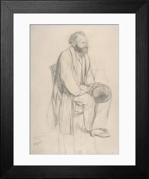 Framed Print : Edouard Manet, Seated, Holding His Hat, by Edgar Degas, 1865, French impressionist drawing on paper Framed Print : Edouard Manet, Seated, Holding His Hat, by Edgar Degas, 1865, French impressionist drawing on paper