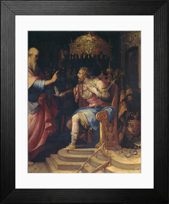 Framed Print : David and the Prophet Nathan, by Lorenzo Sabatini (or Sabbatini), 16th Century, - Italy, Lombardy, Milan, Brera Art Gallery, on deposit in Procura della Repubblica. Detail