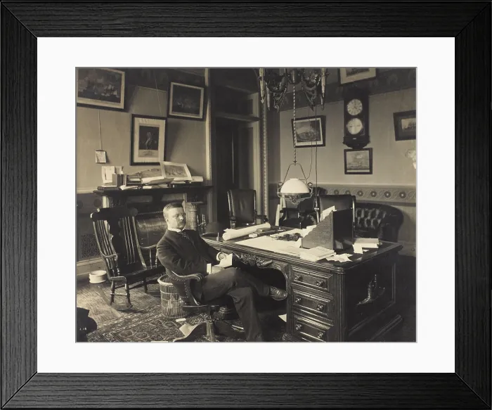 Framed Print : Assistant Secretary of the Navy, Theodore Roosevelt at his desk, 1897-98