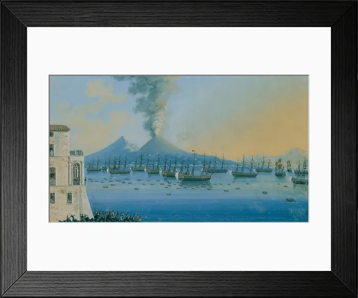 Framed Print : Arrival of the French Fleet in Naples on 16 December 1792 (Arrivo della flotta francese a Napoli il 16 dicembre 1792), by unknown artist, oil on canvas - Whole artwork view