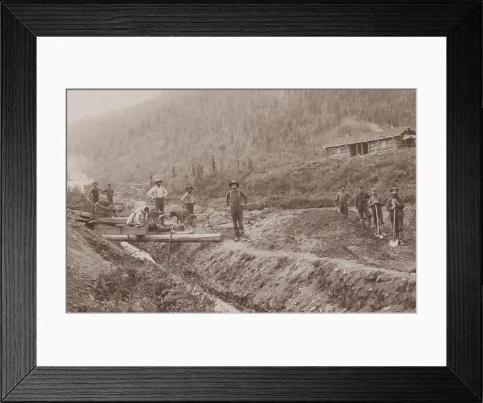 Framed Print : Six prospectors at work in El Dorado, California, ca. 1848-53 Framed Print : Six prospectors at work in El Dorado, California, ca. 1848-53