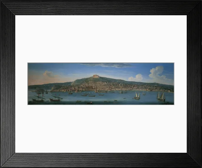 Framed Print : Naples from the Sea (Napoli dal mare), by Orazio Grevenbroeck, 18th Century, oil on copper - Whole artwork view