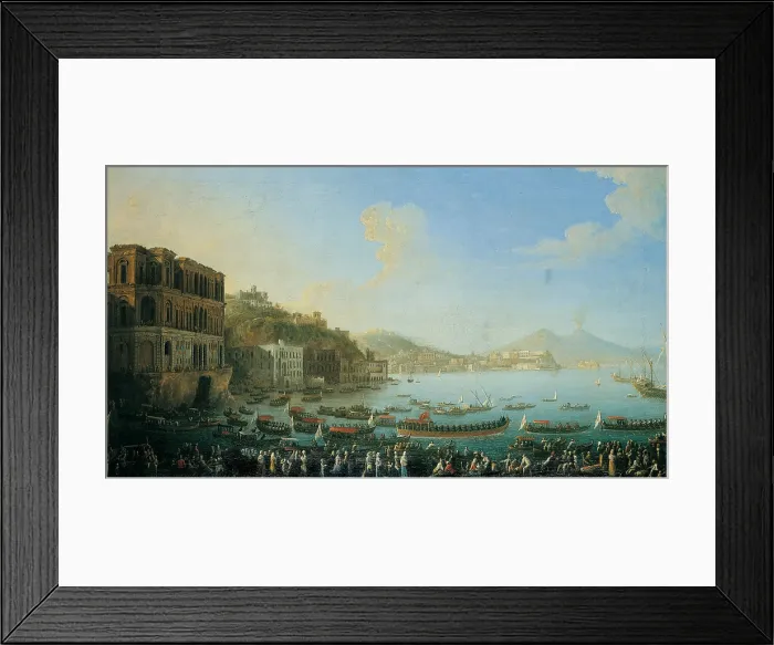 Framed Print : View of Naples with Palazzo Donn'Anna (Veduta di Napoli con Palazzo Donn'Anna), by Antonio Joli, 18th Century, oil on canvas - Whole artwork view