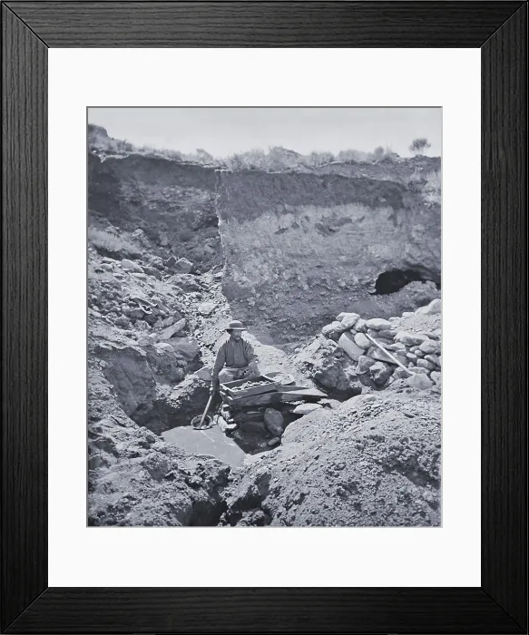 Framed Print : Gold prospector working a rocker box near Virginia City, Montana Territory, in 1871 Framed Print : Gold prospector working a rocker box near Virginia City, Montana Territory, in 1871