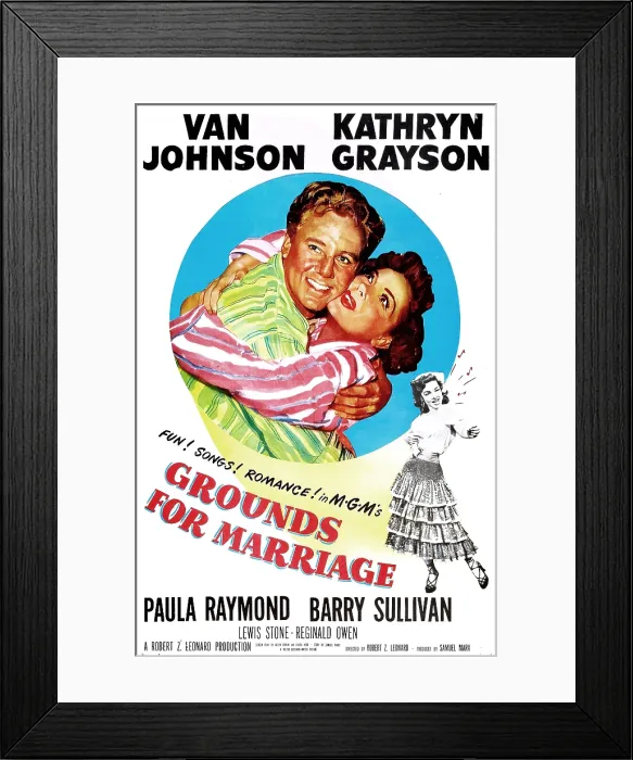 Framed Print : GROUNDS FOR MARRIAGE, US poster, Van Johnson, Kathryn Grayson, Paula Raymond, 1951 Framed Print : GROUNDS FOR MARRIAGE, US poster, Van Johnson, Kathryn Grayson, Paula Raymond, 1951